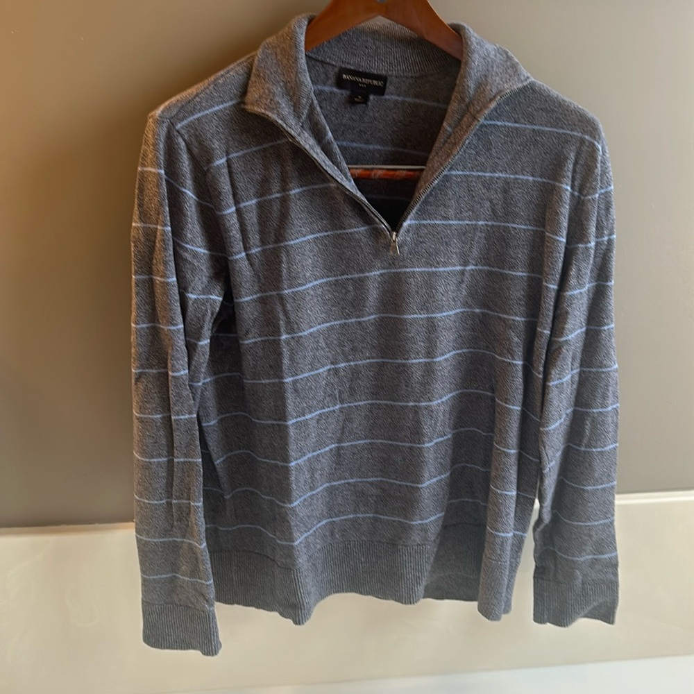 Gray and Blue Banana Republic men's quarter zip